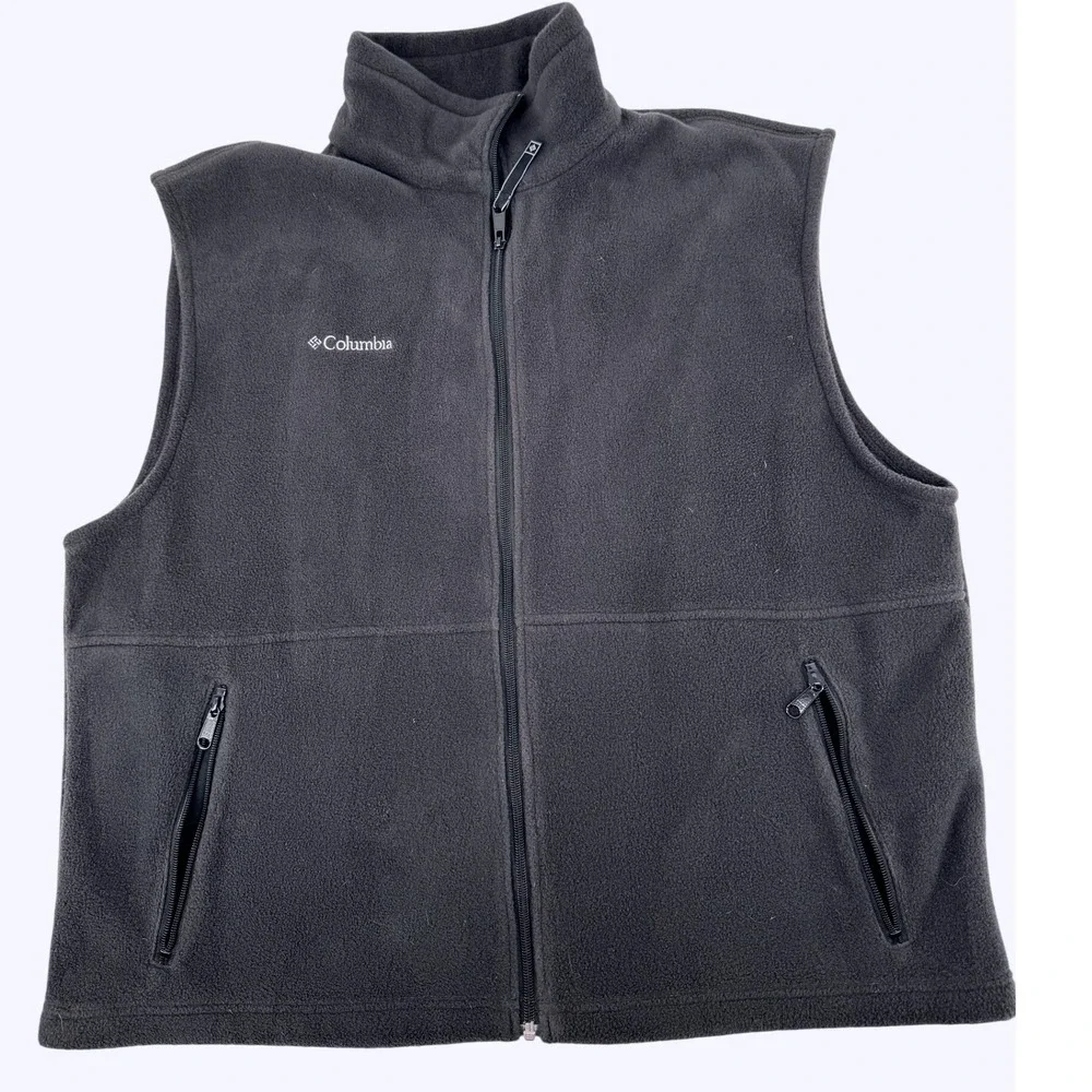 Columbia Fleece Vest Mens XL Full‎ Zip Pockets Dark Gray Outdoor
